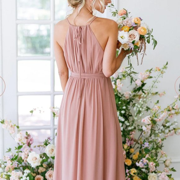 Revelry Eliza Cinnamon Rose Chiffon Dress 0 - Picture 3 of 5
